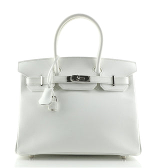 Hermes Birkin Handbag White Epsom with Palladium Hardware 30
