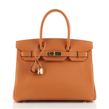 Hermes Birkin Handbag Orange Epsom with Gold Hardware 30