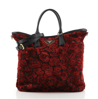 Prada Burnout Open Tote Velvet and Tessuto Medium