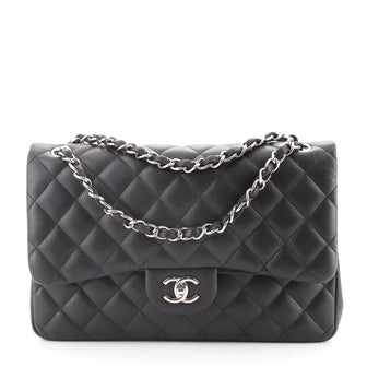 Chanel Classic Double Flap Bag Quilted Caviar Jumbo