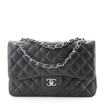 Chanel Classic Double Flap Bag Quilted Caviar Jumbo