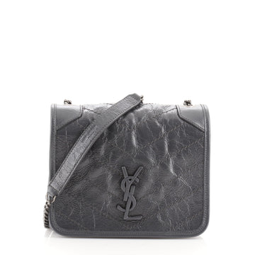 Saint Laurent Niki Chain Wallet Matelasse Chevron Leather