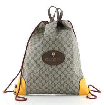 Gucci Neo Vintage Drawstring Backpack GG Coated Canvas Large