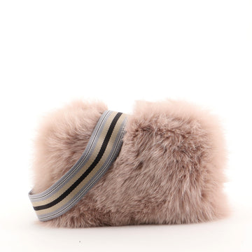 Prada Strap Shoulder Bag Fur with Canvas Small