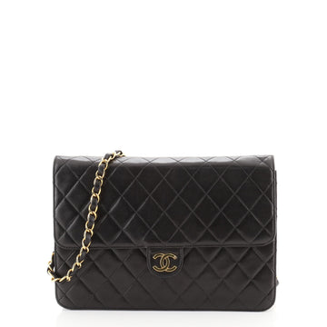 Chanel Vintage Clutch with Chain Quilted Leather Medium
