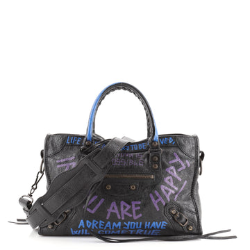 Balenciaga City Graffiti Classic Studs Bag Leather Small