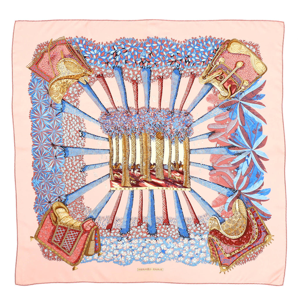 Hermes Ombres et Lumieres Scarf Printed Silk 90 Pink 66978497