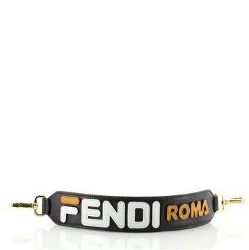 Fendi Mania Mini Strap You Short Shoulder Strap Leather and Zucca Coated Canvas with Applique