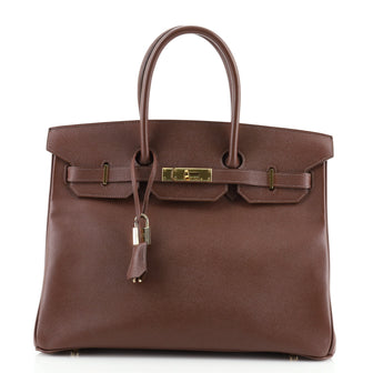 Hermes Birkin Handbag Brown Courchevel with Gold Hardware 35