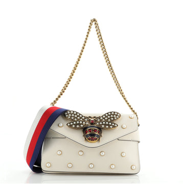 Gucci Broadway Pearly Bee Shoulder Bag Embellished Leather Mini