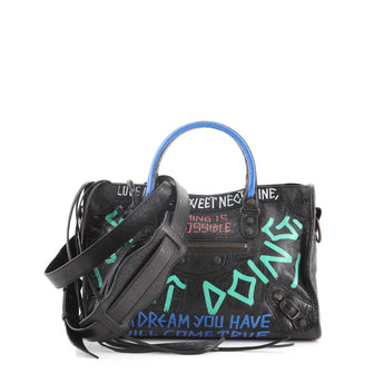 Balenciaga City Graffiti Classic Studs Bag Leather Small