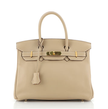 Hermes Birkin Handbag Light Swift with Gold Hardware 30