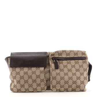 Gucci Vintage Double Belt Bag GG Canvas
