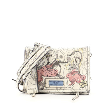 Prada Etiquette Flap Bag Printed Leather Small