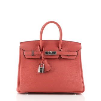 Hermes Birkin Handbag Red Togo with Palladium Hardware 25