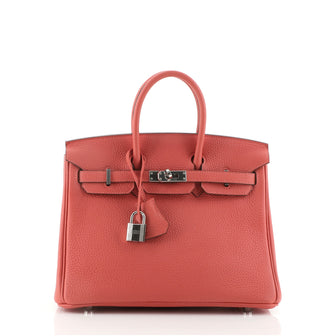 Hermes Birkin Handbag Red Togo with Palladium Hardware 25