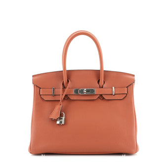 Hermes Birkin Handbag Brown Togo with Palladium Hardware 30