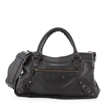 Balenciaga First Classic Studs Bag Lizard Embossed Leather