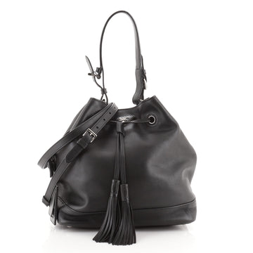 Prada Convertible Drawstring Bucket Bag Leather Large