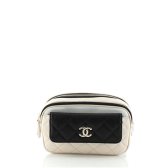 Chanel Tricolor CC Front Pocket Waist Bag Quilted Goatskin