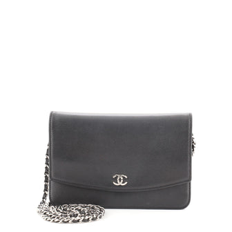 Chanel Sevruga Wallet on Chain Caviar