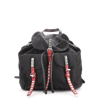 Prada New Vela Backpack Tessuto with Studded Leather
