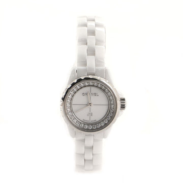 Chanel J12 Quartz Watch Ceramic and Stainless Steel with Diamond Flange 19