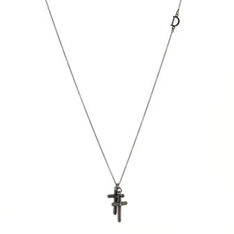 Damiani Metropolitan Double Cross Pendant Necklace 18K Black Gold and Diamonds