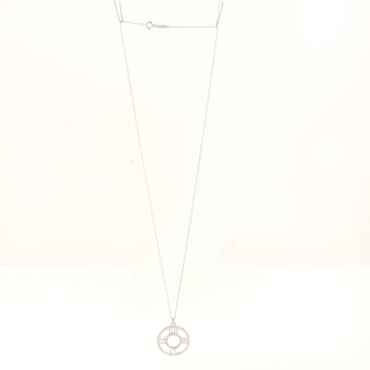 Tiffany & Co. Atlas Circle Pendant Necklace 18K White Gold with Diamonds Medium .25CT
