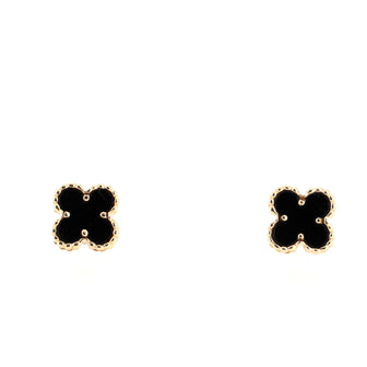 Van Cleef & Arpels Sweet Alhambra Stud Earrings 18K Yellow Gold and Onyx