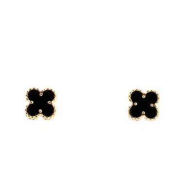 Van Cleef & Arpels Sweet Alhambra Stud Earrings 18K Yellow Gold and Onyx
