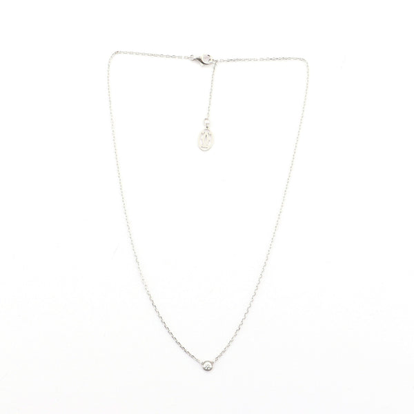 Elegant Style Cartier Diamants Légers Round Single Diamond Pendant Logo Tag  Women Necklace Silver/Yellow Gold/