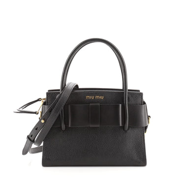 Miu Miu Madras Fiocco Bow Tote Leather Small