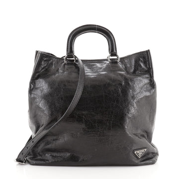 Prada Convertible Shopping Tote Crinkled Patent Large