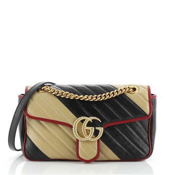 Gucci GG Marmont Flap Bag Diagonal Quilted Leather Small