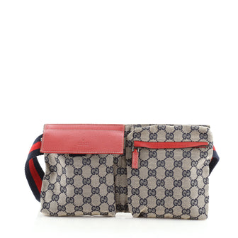 Gucci Vintage Double Belt Bag GG Canvas