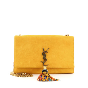 Saint Laurent Classic Monogram Tassel Crossbody Bag Suede Medium