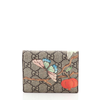 Gucci Flap Card Case Tian Print GG Coated Canvas