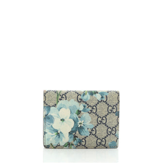 Gucci Flap Card Case Blooms Print GG Coated Canvas