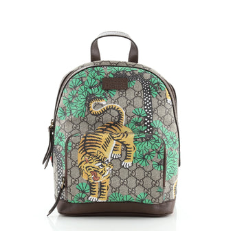 Gucci Zip Pocket Backpack Bengal Print GG Coated Canvas Small