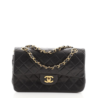 Chanel Vintage Classic Double Flap Bag Quilted Lambskin Small