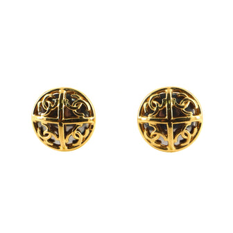 Chanel Vintage Quad CC Round Clip-On Earrings Metal