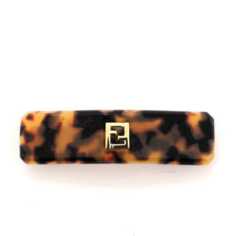 Fendi FF Hair Barrette Tortoise Acrylic