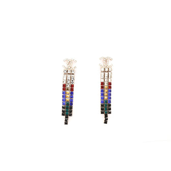 Chanel CC Drop Earrings Multicolor Crystal Embellished Metal