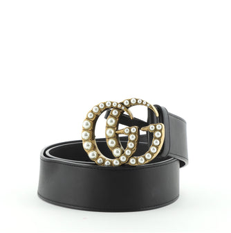 Gucci Pearly GG Marmont Belt Leather Wide