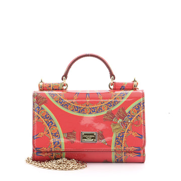 Dolce & Gabbana Sicily Wallet on Chain Printed Patent Mini