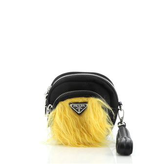 Prada Cargo Wristlet Pouch Tessuto and Mohair Mini