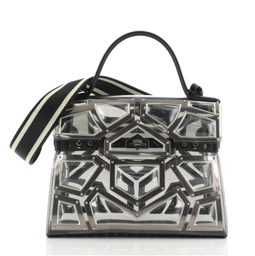 Delvaux Gladiator Tempete Top Handle Bag Metal Embellished Vinyl GM