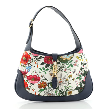 Gucci Jackie Hobo Flora Canvas with Leather Medium