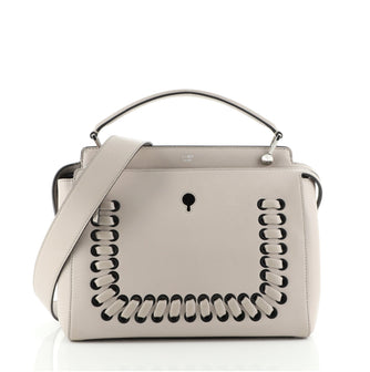 Fendi DotCom Convertible Satchel Whipstitch Leather Medium